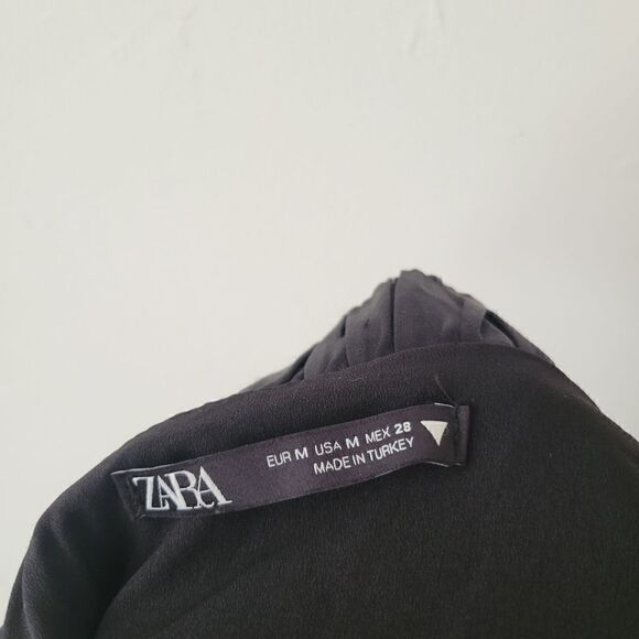 Zara Black Halter Mini Dress Satin M - Picture 11 of 11